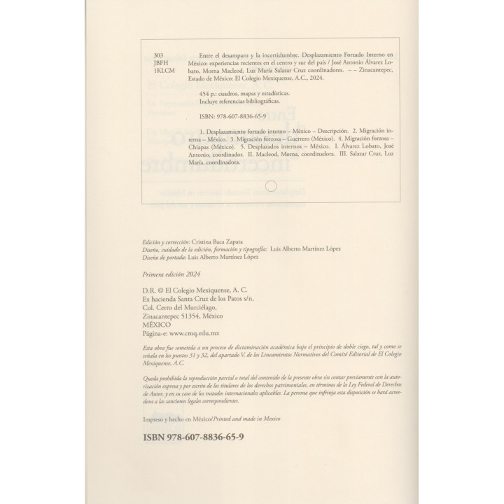 Entre el desamparo y la incertidumbre. Desplazamiento Forzado Interno en México