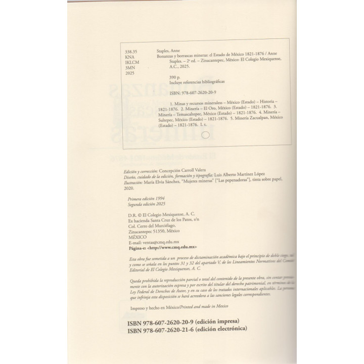 Bonanzas y borrascas mineras. El Estado de México, 1821-1876