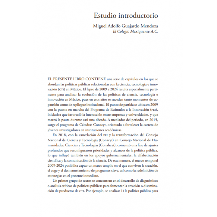 Políticas públicas de ciencia, tecnología e innovación en México (2009-2024)