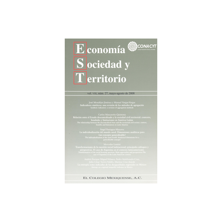 Economía Sociedad y Territorio, Vol. VIII, num 27, mayo-agosto de 2008